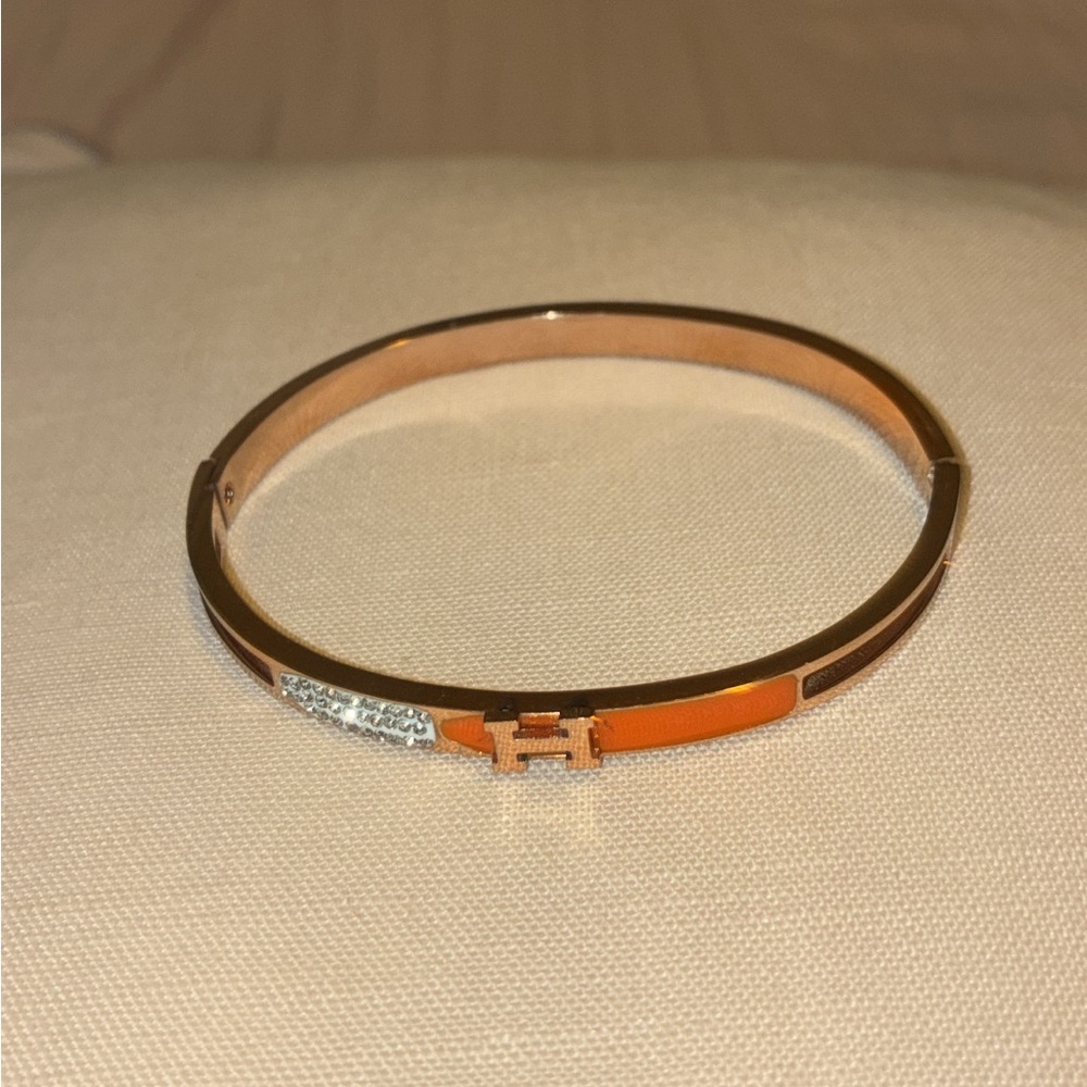 Orange and Gold Bangle Bracelet